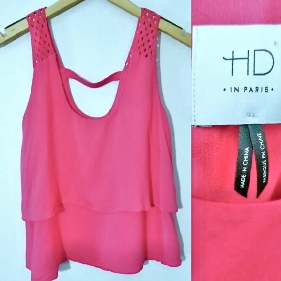 HD in Paris Poppy Pink Tank Top with Front Styled Layers🩷, Size 06P *LIKE NEW!* - Picture 4 of 10